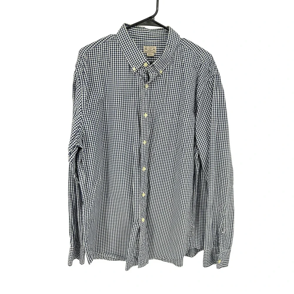 J.Crew Mens Gingham Button Down Shirt Lot of 2 Navy Green Cotton XL Tailored